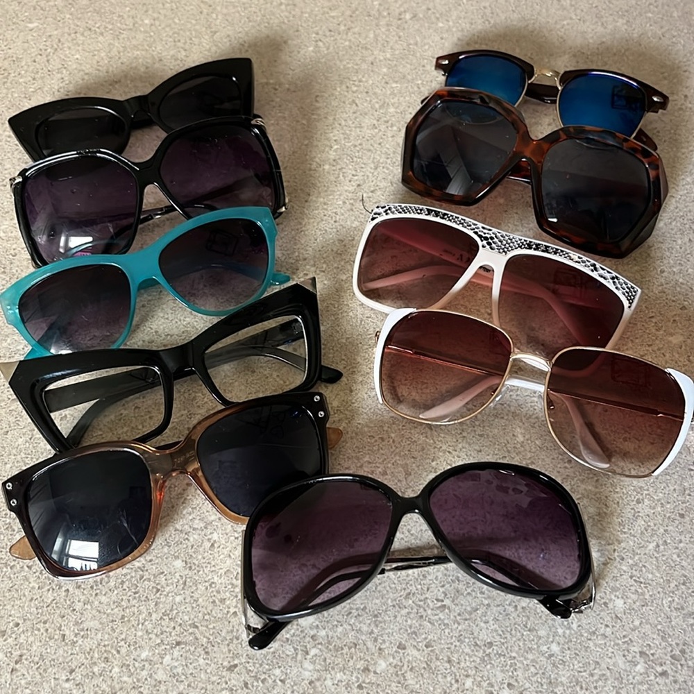 Lot of Women's Sunglasses - Black, Blue, Brown, Cream
